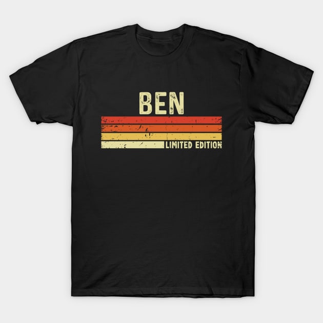 Ben First Name Vintage Retro Personalized Gift T-Shirt by CoolDesignsDz